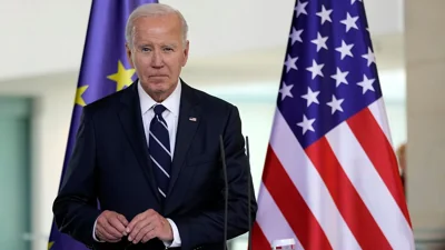 President Joe Biden at the Chancellery in Berlin, Germany.