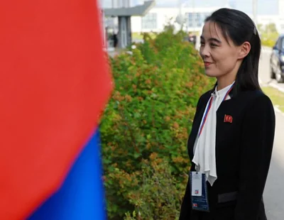 Kim Yo-jong, sister of North Korea's leader Kim Jong-un, arrives at the Vostochny Cosmodrome in the Russian Far East's Amur region, Sept. 13, 2023, for a summit between the North Korean leader and Russian President Vladimir Putin. Reuters-Yonhap