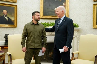 President Joe Biden meets with Ukrainian President Volodymyr Zelenskyy in the Oval Office of the White House,