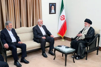 Ismail Haniyeh with Iran’s supreme leader Ayatollah Ali Khamenei