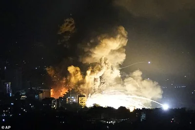 Smoke rises from Israeli airstrikes in Beirut's southern suburbs, Lebanon, Saturday, Sept. 28