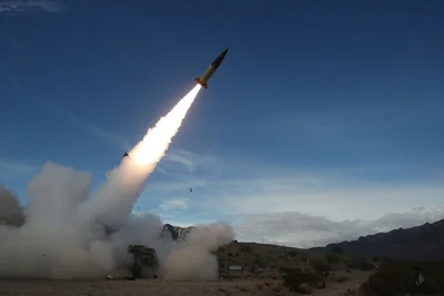 US soldiers carry out live fire testing with an early version of the ATACMS system at White Sands Missile Range, December 14, 2021