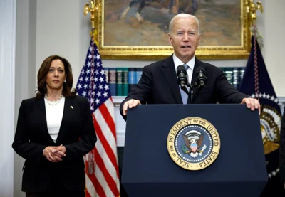 President Joe Biden passed the torch on Sunday to VP Kamala Harris