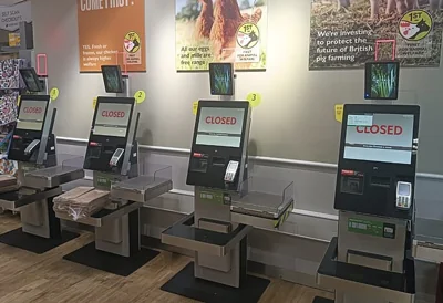 A checkout worker in a Little Waitrose at Kings Cross Station told customers: 'It is cash only at the moment. The card machines are not working'