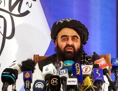 FILE PHOTO: Taliban acting Foreign Minister Amir Khan Muttaqi speaks during a news conference in Kabul