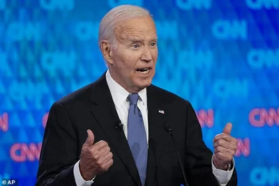 Trump referred to Biden, 81, as an 'old, broken down pile of crap' who is about to be 'quitting the race' in a brutal, occasionally expletive-laden rant in response to onlookers who praised his debate performance