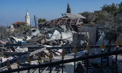 The rubble of a destroyed house