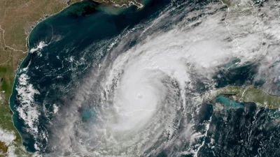 GOES-16 GeoColor satellite image shows Hurricane Milton in the Gulf of Mexico.