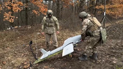 Russian Soldiers Prepare to Launch UAV