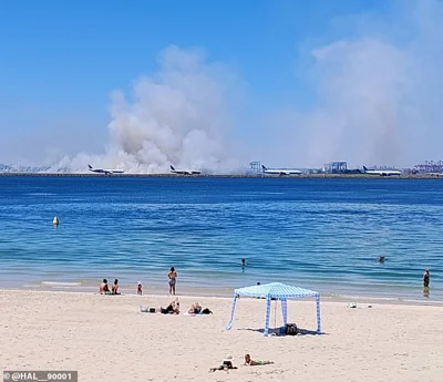 Around the same time, a huge grass fire started near the airport's third runway. It is not known whether the two incidents are linked