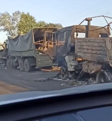 Other footage caught by a driver hours later showed the burnt out column