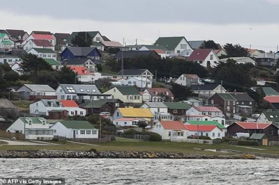 They said that an emergency signal on Monday evening indicated that the boat was east of Stanley, the capital city of the British-controlled island (pictured)