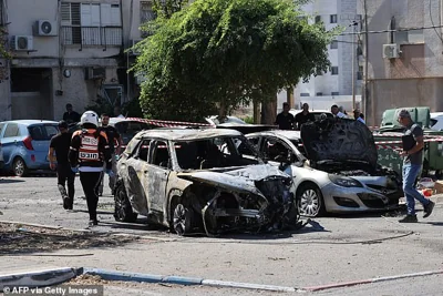 Aftermath of a missile fired from Lebanon into Haifa on Saturday