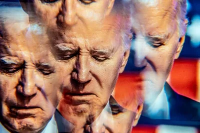 A repeated image of Joe Biden. 