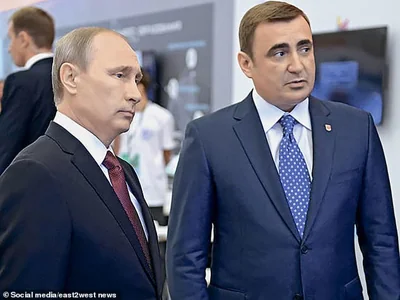 Vladimir Putin (left) is reported to have appointed his former bodyguard and current presidential aide Alexei Dyumin (right) - seen by some as his chosen successor - to supervise an 'anti-terrorism operation' in Kursk region and end the Ukrainian incursion