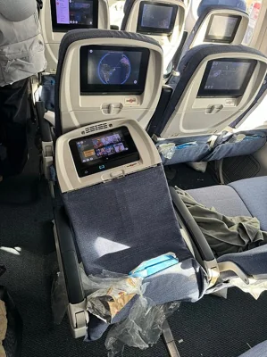 A seat on Air Europa flight UX045 was severely damage as a result of turbulence