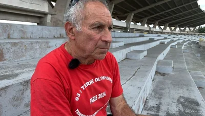 Serge Reitchess, a former sports teacher, spokesperson of CoPer 93, a local movement for the promotion of sport at school. Stade de la Briqueterie, Seine-Saint-Denis 