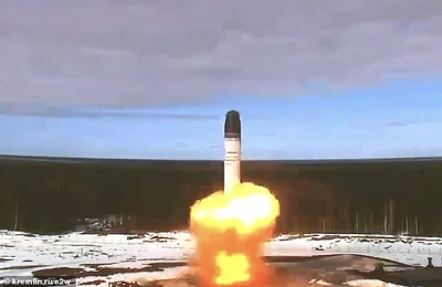 Russia tests its deadly hypersonic 208-ton 15,880 'Satan-2' intercontinental ballistic missile