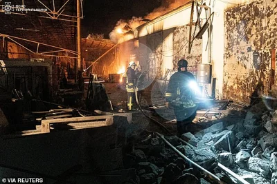 Pictured: Rescuers work at the site of a Russian drone attack, amid Russia's attack on Ukraine, in Ternopil region, Ukraine October 16, 2024