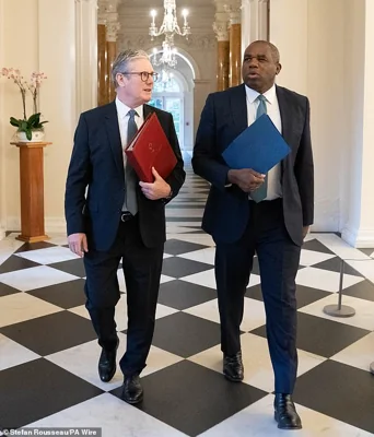 Prime Minister Sir Keir Starmer (left) and Foreign Secretary David Lammy at the British ambassador's residence in Washington DC before their meeting with US President Joe Biden where they'll hold talks on resolving the conflicts in Ukraine and Gaza