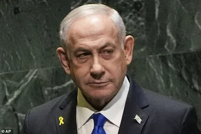 Israeli Prime Minister Benjamin Netanyahu (pictured) has called on the UN chief to move peacekeepers deployed in south Lebanon out of 'harm's way', alleging Hezbollah was using them as 'human shields'