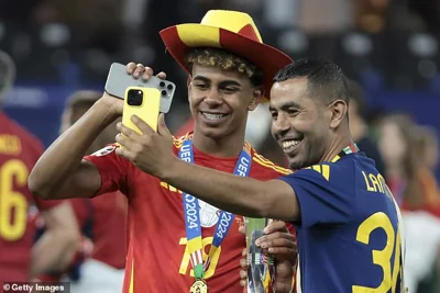 The father (right) of Spain Euro 2024 star Lamine Yamal has been rushed to hospital after being stabbed