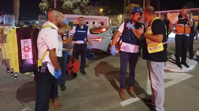 Rescue teams at the scene of the attack