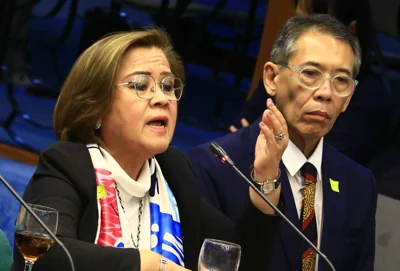 Former president Rodrigo Duterte and former senator Leila de Lima attend the Senate hearing on the war on drugs on Monday, October 28, 2024. PHOTOS BY MIKE ALQUINTO
