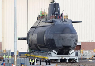 The new fourth Astute-class nuclear-powered submarine, HMS Audacious, outside BAE Systems (stock)