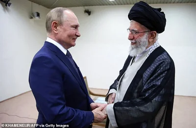 Russia has cultivated closer ties with Iran since the start of its war with Ukraine. Putin is seen shaking the hand of Iranian Supreme Leader Ayatollah Ali Khamenei on July 19, 2022