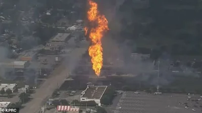 Images taken of the fire in La Porte shows an extremely large jet of fire forcing its way into the sky, bringing thick black smoke with it