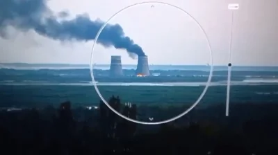 Smoke could be seen billowing from a cooling tower at Zaporizhzhia nuclear power plant