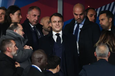 France’s president Emmanuel Macron arrives for the Uefa Nations League League A, Group A2 football match between France and Israel