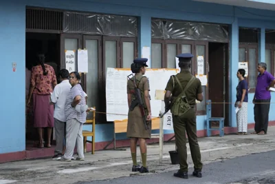 People vote in Sri Lanka