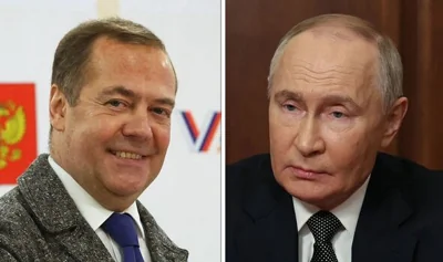 Dmitry Medvedev and Russian President Vladimir Putin