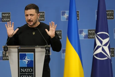 President Volodymyr Zelensky Speaks at NATO Headquarters