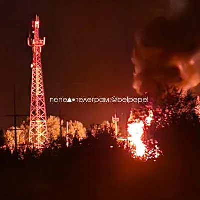 Фото горящей подстанции в Томаровке
