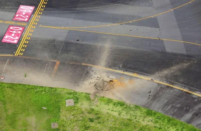 Runway closed at Japan airport after dud shell explodes on taxiway