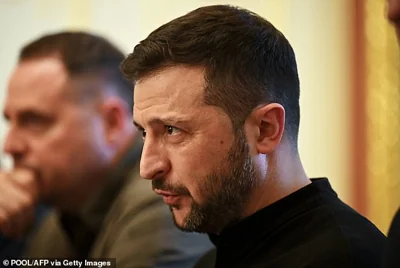 Western powers have, despite months of pleading from Kyiv, refused to let ­Ukrainian President Volodymyr Zelensky (pictured) use their weapons to hit targets inside Russia