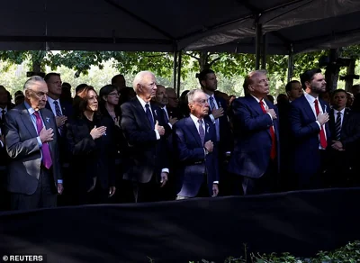 The politicians paid their respects to the 2,977 people who lost their lives on Sept. 11, 2001