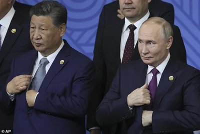 The Chinese and Russian presidents, Xi Jinping and Vladimir Putin, at last month's metting of the BRICS group of nations, at which Putin spoke of establishing a 'new world order'