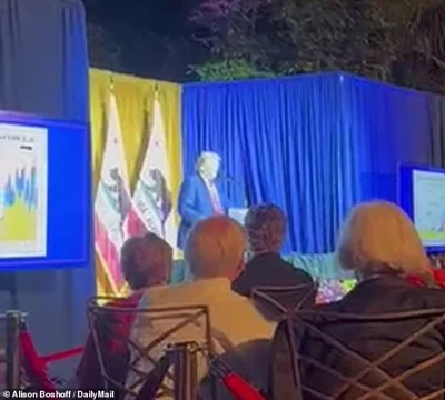 Footage obtained by DailyMail.com of the former president speaking at a fundraiser in Beverley Hills on Friday night