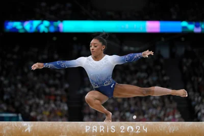 Simone Biles was among a number of athletes to slip off the beam in the final