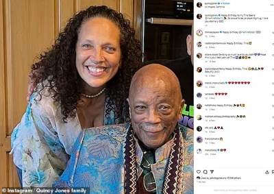 Quincy Jones's final Instagram post yesterday wished his daughter Tina a happy birthday