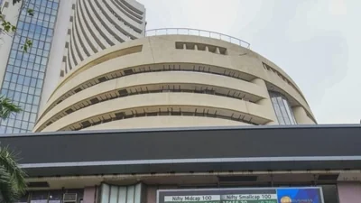 Stock market crash: Stock prices displayed on a digital screen at the facade of the Bombay Stock Exchange building, in Mumbai.