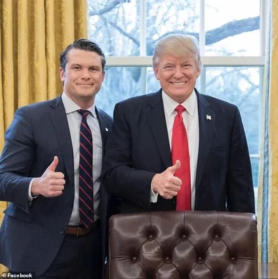 Pete Hegseth with Donald Trump in the Oval Office from when Trump was president