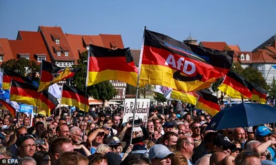 Hard-right political party Alternative for Germany (AfD) has become the first of its ilk to win in the nation since the Second World War (File image, August 31)