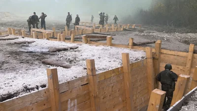 A training session involving Ukrainian conscripts and veterans