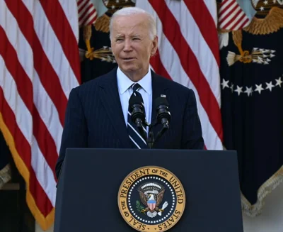 President Joe Biden makes a speech following the Democrat's crushing election defeat