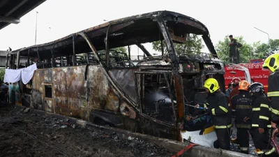 School bus catches fire in Thailand, with 25 feared dead